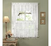 Home Sweet Home Collection Kitchen Curtain Set, Swag Pair, Tier Pair, White, 24" Valance Set