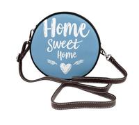 Home Sweet Home Heart On Blue Borse a tracolla rotonde da donna in pelle borsa a tracolla
