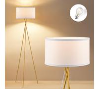 Home Sweet Home Lampada da terra bianca moderna 138 cm stile scandinavo, tripod in metallo e tessuto, LED E27 inclusa luce caldo, per soggiorno, camera e ufficio