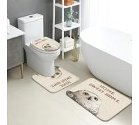Home Sweet Home - Set di 3 tappetini da bagno a forma di gufo, assorbenti e antiscivolo, lavabili a forma di U, in flanella ad asciugatura rapida