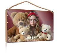 Home Sweet Home Signs - Targa decorativa da parete Megan'S Cozy Corner: A Teddy Bear Adventure, in legno, da appendere alla parete, 15 x 28 cm