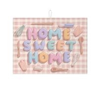 Home Sweet Home, tappetino scolapiatti per bancone della cucina, tappetino scolapiatti assorbente con stampa di lettere colorate, carino e accogliente tappetino in microfibra per asciugare i piatti