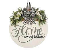 Home Sweet Home Welcome Sign - 30 cm rotondo in legno appeso segno primavera porta Decor ghirlanda, dolce casa segno di benvenuto per porta d'ingresso, ghirlanda estiva primavera per stagioni estive