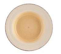 Home Tierra Set 6 Piatti Fondi, Stoneware, Dipinti a Mano, Avorio/Marrone, 22.5 cm