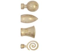 Home Tresor - Bastone Tenda, Asta Tenda Soggiorno, Camera da Letto, Salotto, Bastone Decorativo Estensibile 120 210 cm in Metallo con Kit Montaggio e Anelli Scorritenda (Punta Bianco/Oro)