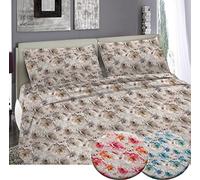 Home Tresor - Completo Letto Lenzuola Una Piazza, Set Letto, Lenzuolo Sotto, Lenzuolo Sopra e Federe, 100% Morbida Microfibra No Stiro Fantasia (Singolo, Fiori 28 Blu)