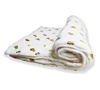 Home Tresor - Coperta Letto Singolo - Vellutata Microfibra cm. 160x210, Panna con Cuori Oro