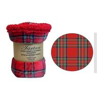Home Tresor - Coperta Pile Scozzese Coperta Plaid Pelouche di Flanella Plaid Letto Singolo Caldo Super Morbido Invernale Doppio Strato Copriletto Fantasia Tartan Rosso - Una Piazza 150x200