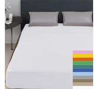 Home Tresor - Lenzuolo Matrimoniale Sotto con Angoli 100% Cotone Certificato Oeko-Tex Fresco e Traspirante Coprimaterasso con Elastico Due Piazze 170/180 x 190/200 cm Mon Ami Bianco