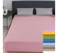 Home Tresor - Lenzuolo Piazza e Mezza Sotto con Angoli 100% Cotone Certificato Oeko-Tex Fresco e Traspirante Coprimaterasso con Elastico 130/140 x 190/200 cm Mon Ami Rosa