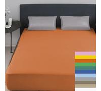 Home Tresor - Lenzuolo Singolo Sotto con Angoli 100% Cotone Certificato Oeko-Tex Fresco e Traspirante Coprimaterasso con Elastico Una Piazza 80/90 x 190/200 cm Mon Ami Arancio