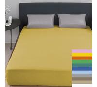 Home Tresor - Lenzuolo Singolo Sotto con Angoli 100% Cotone Certificato Oeko-Tex Fresco e Traspirante Coprimaterasso con Elastico Una Piazza 80/90 x 190/200 cm Mon Ami Giallo