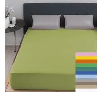 Home Tresor - Lenzuolo Singolo Sotto con Angoli 100% Cotone Certificato Oeko-Tex Fresco e Traspirante Coprimaterasso con Elastico Una Piazza 80/90 x 190/200 cm Mon Ami Verde