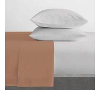 Home Tresor, Lenzuolo sopra Matrimoniale in cotone Color Nocciola, Made in Italy,cm. 240X300