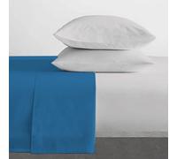 Home Tresor - Lenzuolo Sopra Singolo, in Puro Cotone, Made in Italy, cm. 150x300, Color Avio