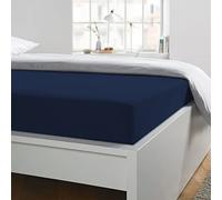 Home Tresor - Lenzuolo Sotto con Angoli Piazza e Mezza, in Puro Cotone, Qualità Made in Italy, 57 Fili cm2, cm. 130x200 h. Materasso 25cm, Blu Notte