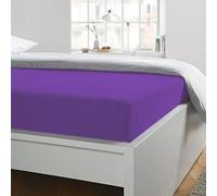Home Tresor - Lenzuolo Sotto Letto Singolo con Angoli Elasticizzati, cm. 90x210 h. Materasso 25, 100% Puro Cotone, Made In Italy, Color Prugna