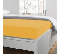 Home Tresor - Lenzuolo Sotto Letto Singolo con Angoli Elasticizzati, cm. 90x210 h. Materasso 25, 100% Puro Cotone, Made In Italy, Color Ambra