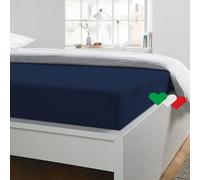 Home Tresor - Lenzuolo Sotto Matrimoniale con Angoli Elasticizzati, cm. 170X200 H.Materasso 25, 100% Puro Cotone, Made in Italy, Prodotto di Qualità 57Fili cm2 - Blu Notte