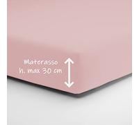 Home Tresor - Lenzuolo Sotto Matrimoniale con Angoli Elasticizzati, cm. 180 x 200 h. Materasso 30, 100% Puro Cotone, Prodotto Italiano, Rosa
