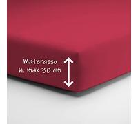 Home Tresor - Lenzuolo Sotto Matrimoniale con Angoli Elasticizzati, cm. 180 x 200 h. Materasso 30, 100% Puro Cotone, Prodotto Italiano, Color Ciclamino