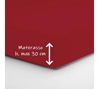 Home Tresor - Lenzuolo Sotto Matrimoniale con Angoli Elasticizzati, cm. 180 x 200 h. Materasso 30, 100% Puro Cotone, Prodotto Italiano, Bordeaux