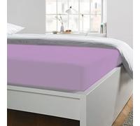 Home Tresor - Lenzuolo Sotto Matrimoniale con Angoli Elasticizzati, cm. 180x200 h. Materasso 25, 100% Puro Cotone, Prodotto Italiano, Color LILLA