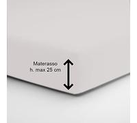 Home Tresor - Lenzuolo Sotto Matrimoniale con Angoli Elasticizzati, cm. 180x210 h. Materasso 25, 100% Puro Cotone, Prodotto Italiano, Bianco