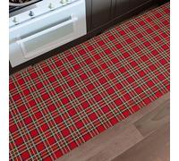 Home Tresor - Passatoia Tartan Scozzese Natalizia, Tappeto Cucina di Natale Antiscivolo Lavabile, Runner da Pavimento Tirolese Fantasia Quadri Rosso Cm.. (50x300)