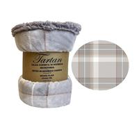 Home Tresor - Plaid Pile, Plaid Singolo Scozzese, Coperta Letto Singolo Invernale Doppio Strato Sherpa Pelliccia Calda Copriletto Fantasia Quadri Natural - Una Piazza 150x200