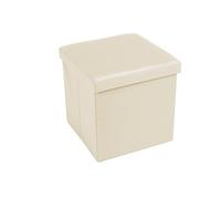 Home Tresor - Pouf Contenitore, Cubo Contenitore Poggiapiedi, Sgabello Quadrato Pieghevole Basso, Scatola Porta Giochi Bambini, Cassa cm. 30x30x30 (Ivory)