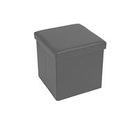 Home Tresor - Pouf Contenitore, Cubo Contenitore Poggiapiedi, Sgabello Quadrato Pieghevole Basso, Scatola Porta Giochi Bambini, Cassa cm. 30x30x30 (Gray)