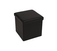 Home Tresor - Pouf Contenitore, Cubo Contenitore Poggiapiedi, Sgabello Quadrato Pieghevole Basso, Scatola Porta Giochi Bambini, Cassa cm. 30x30x30 (Black)