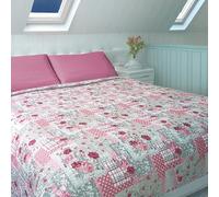 Home Tresor Quilt Trapuntino Mezza Stagione Copriletto Trapuntato Primavera Estate Autunno Trapunta Leggera Letto Una Piazza e Mezza Morbida Microfibra Floreale - 210x250, Rose Rosa