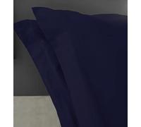 Home Tresor - Raffinata Coppia di Federe Cuscini Letto con Volant - 100% Puro Cotone - Made In Italy - 57 fili cm2 - cm. 52x82 - Blu Notte