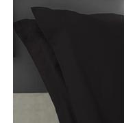 Home Tresor - Raffinata Coppia di Federe Cuscini Letto con Volant - 100% Puro Cotone - Made In Italy - 57 fili cm2 - cm. 52x82 - Nero