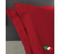 Home Tresor - Raffinata Coppia di Federe Cuscini Letto con Volant - 100% Puro Cotone - Made In Italy - 57 fili cm2 - cm. 52x82 - Bordeaux