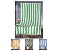 Home Tresor - Tenda da Sole da Esterno per Balcone/Terrazzo/Veranda con Anelli e Ganci per Applicazione, Resistente e Lavabile, 100% Poliestere, A righe Verde cm. 200x300