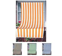 Home Tresor - Tenda da Sole da Esterno per Balcone/Terrazzo/Veranda con Anelli e Ganci per Applicazione, Resistente e Lavabile, 100% Poliestere, A righe Arancione cm. 140x300