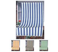Home Tresor - Tenda da Sole da Esterno per Balcone/Terrazzo/Veranda con Anelli e Ganci per Applicazione, Resistente e Lavabile, 100% Poliestere, A righe Blu cm. 280x300
