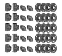 Home TZH Flangia per pavimento/gomito/T da 3/4", confezione da 40 raccordi per tubi in stile industriale vintage, progetti fai da te, mobili, decorazioni per scaffalature (101,6 cm, 0,9 cm)