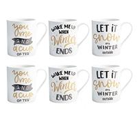 HOME Winter Time Set 6 Mug in Porcellana, cc340, Tazze Colazione, Decoro Invernale, 7134700