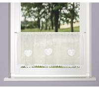 HOME WOHNIDEEN Tendina NISHAY, 45 x 145 cm, struttura in lino trasparente, cuori, colore: bianco, dimensioni: 45 x 120 cm, numero: 1 x