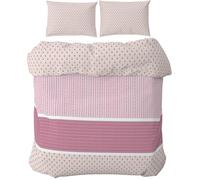 HOME ZEN HOUSEHOLD LINEN set completo lenzuola sopra lenzuolo sotto angoli e federe in tessuto di flanella anti reumatismi di poliestere e cotone (singolo, pois rosa)