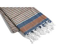 HOME ZEN HOUSEHOLD LINEN Telo Mare Fouta ART Lido, 90 x 170 cm, 100% Cotone Riciclato, Pareo Copricostume con Frange, Multicolore (BALZA ARANCIO)