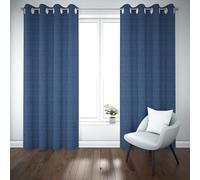 HOME ZEN HOUSEHOLD LINEN Tenda da interno CHECKS 140x280cm con occhielli 1 pannello oscurante, termica, jacquard, tinta unita per camera da letto tenda soggiorno (BLU)