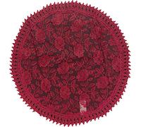 HOME ZEN HOUSEHOLD LINEN TOVAGLIA COPRITAVOLO CENTROTAVOLA RUNNER PIZZO MACRAME' LUSSO (ROTONDO DIAMETRO 90CM, DISEGNO FELCE COLORE BORDEAUX)