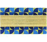 HOME ZEN HOUSEHOLD LINEN Zerbino Art. Raja in Fibra di Cocco Stampato in Fantasia Tappeto Ingresso con Retro PVC Antiscivolo con intarsio Ondulato (40X70 CM RETTANGOLARE, CERAMICA)