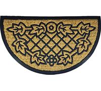 HOME ZEN HOUSEHOLD LINEN Zerbino art SPIDER IN fibra di cocco con stampe fantasiose tappeto ingresso casa asciuga passo con retro pvc per esterno e interno (40X70 CM MEZZALUNA FOGLIE)