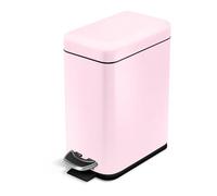 Home Zone Living Pattumiera da bagno da 1,3 litri con coperchio, cestino in acciaio inox con forma sottile e pedale, per casa e ufficio, capacità 5 litri, rosa